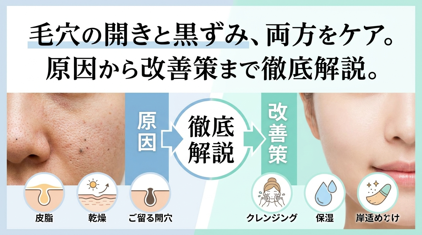 毛穴の開きと黒ずみ、両方をケア。原因から改善策まで徹底解説。