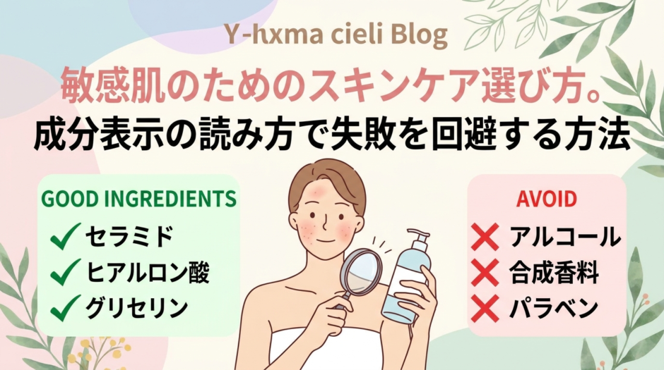 敏感肌のためのスキンケア選び方。成分表示の読み方で失敗を回避する方法。